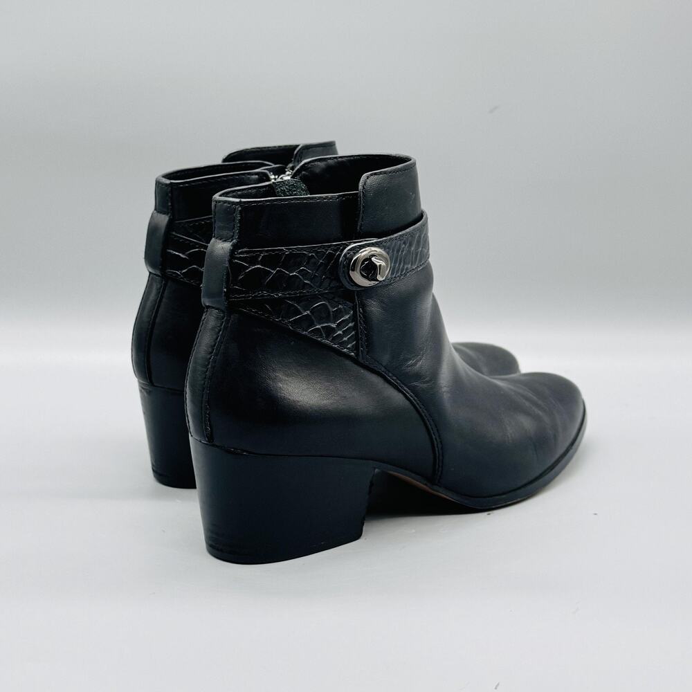Coach Boots Womens 8.5 Black Leather Patricia Ankle Turnlock Block Heel Booties - Picture 7 of 10